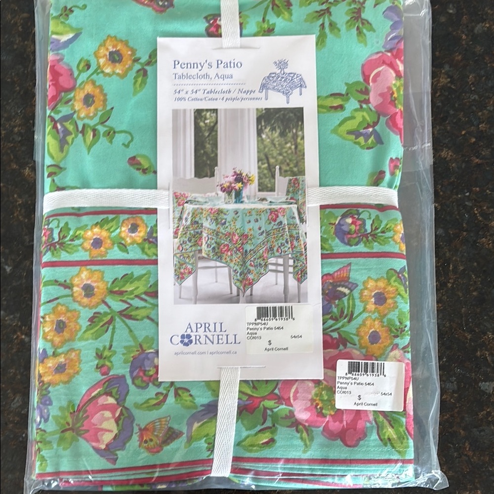 April Cornell Blue and Pink Floral Table Linens